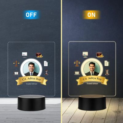 Personalized CA Chartered Accountant LED Table Lamp with Warm White Light & USB Powered Gift for CA Aspirants, Student Gift for Company CA Birthday Gift for CA (CA Gift for Men)